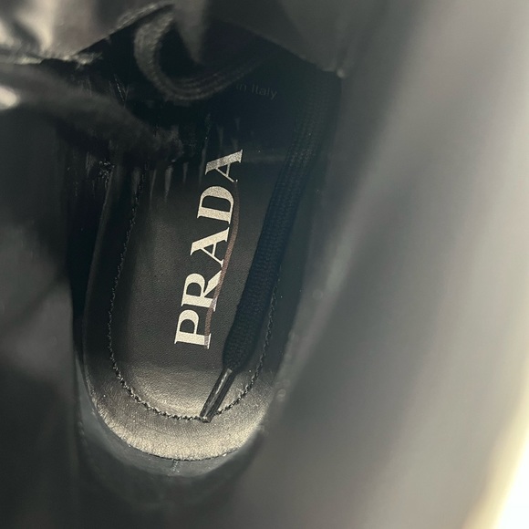 Prada Lug-Sole Leather Combat Boots - Picture 11 of 15